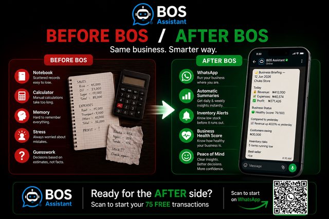 BOS Assistant WhatsApp status highlight